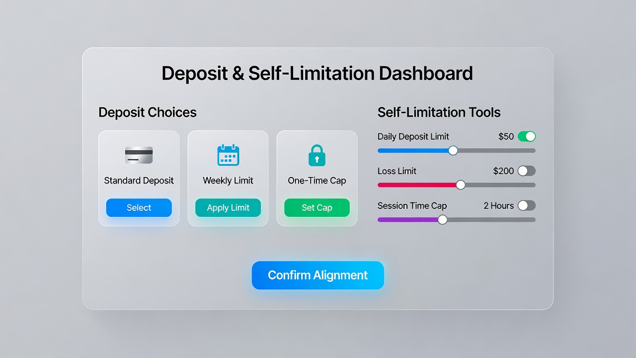 Illustration der Synchronisation von Einzahlungen und Selbstlimits in einer Gaming-App