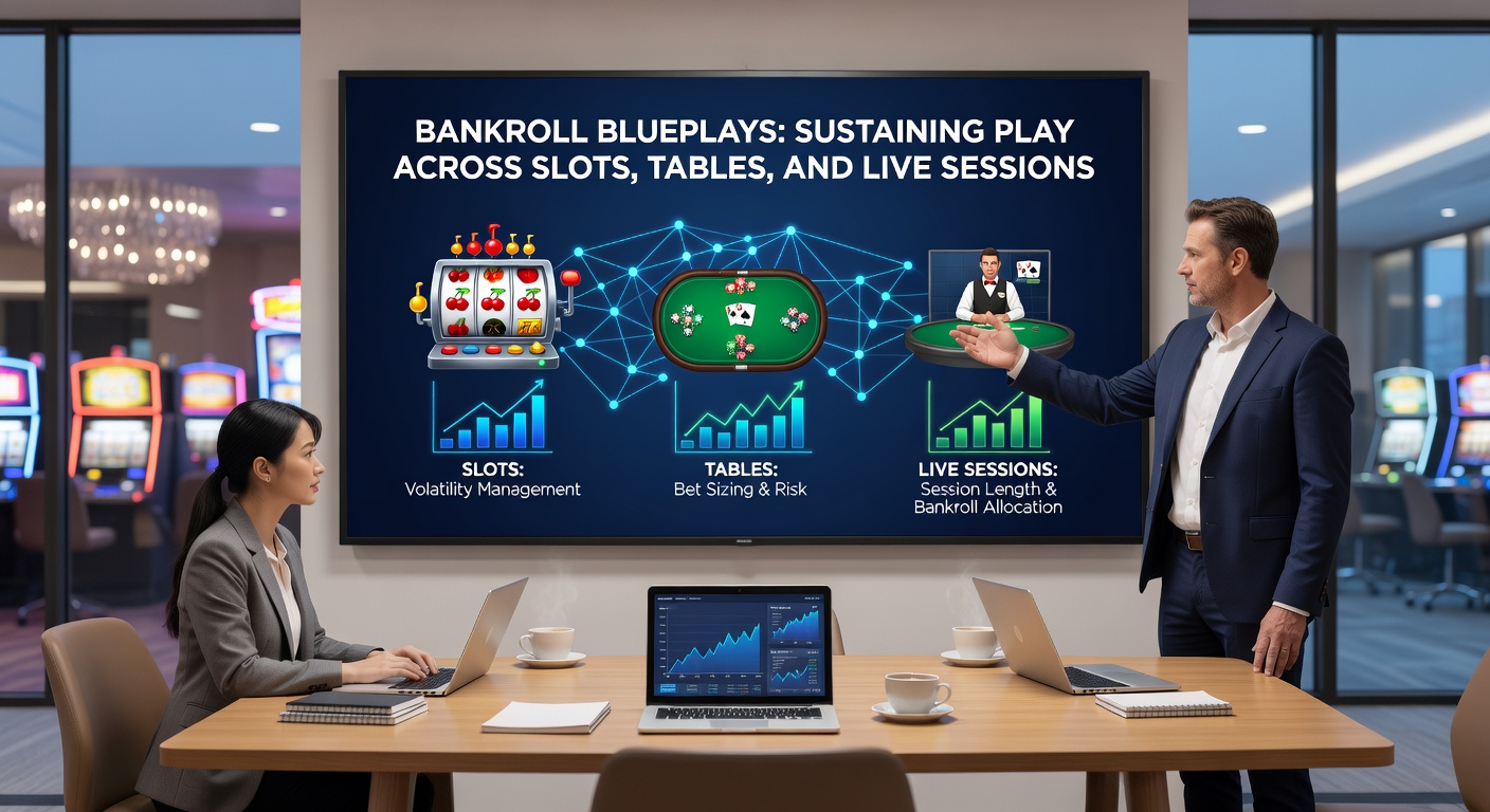 Visuelle Darstellung eines Tischspiels-Bankroll-Plans mit Stapeln von Chips für Blackjack und Roulette, inklusive Unit-Aufteilung