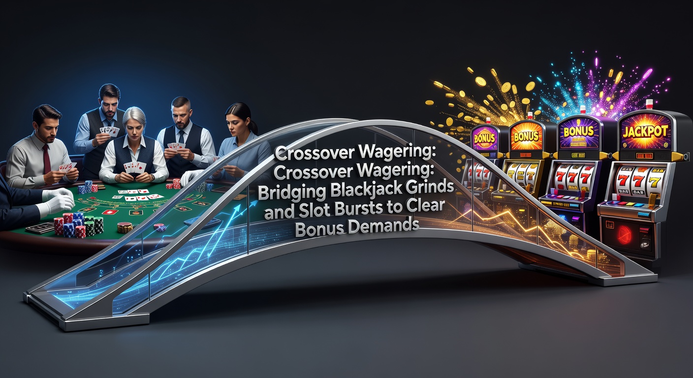 Darstellung eines Spielers, der zwischen Blackjack-Tisch und Slot-Maschine wechselt, mit Bonus-Symbolen im Hintergrund