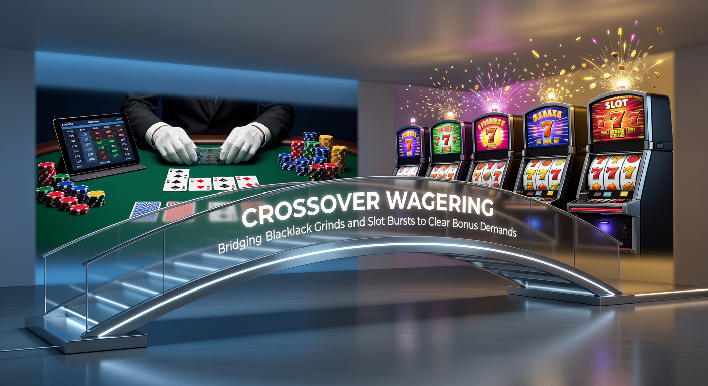 Grafik mit Crossover-Strategie: Balkendiagramm, das Wagering-Fortschritt bei Blackjack und Slots vergleicht