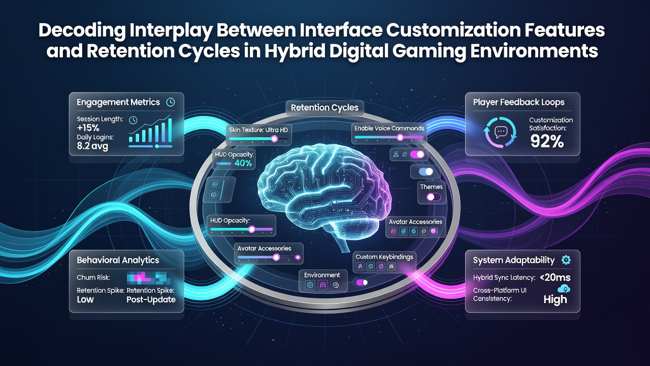 Visualisierung der Anpassungsoptionen in hybriden Gaming-Oberflächen und deren Einfluss auf Spielerzyklen